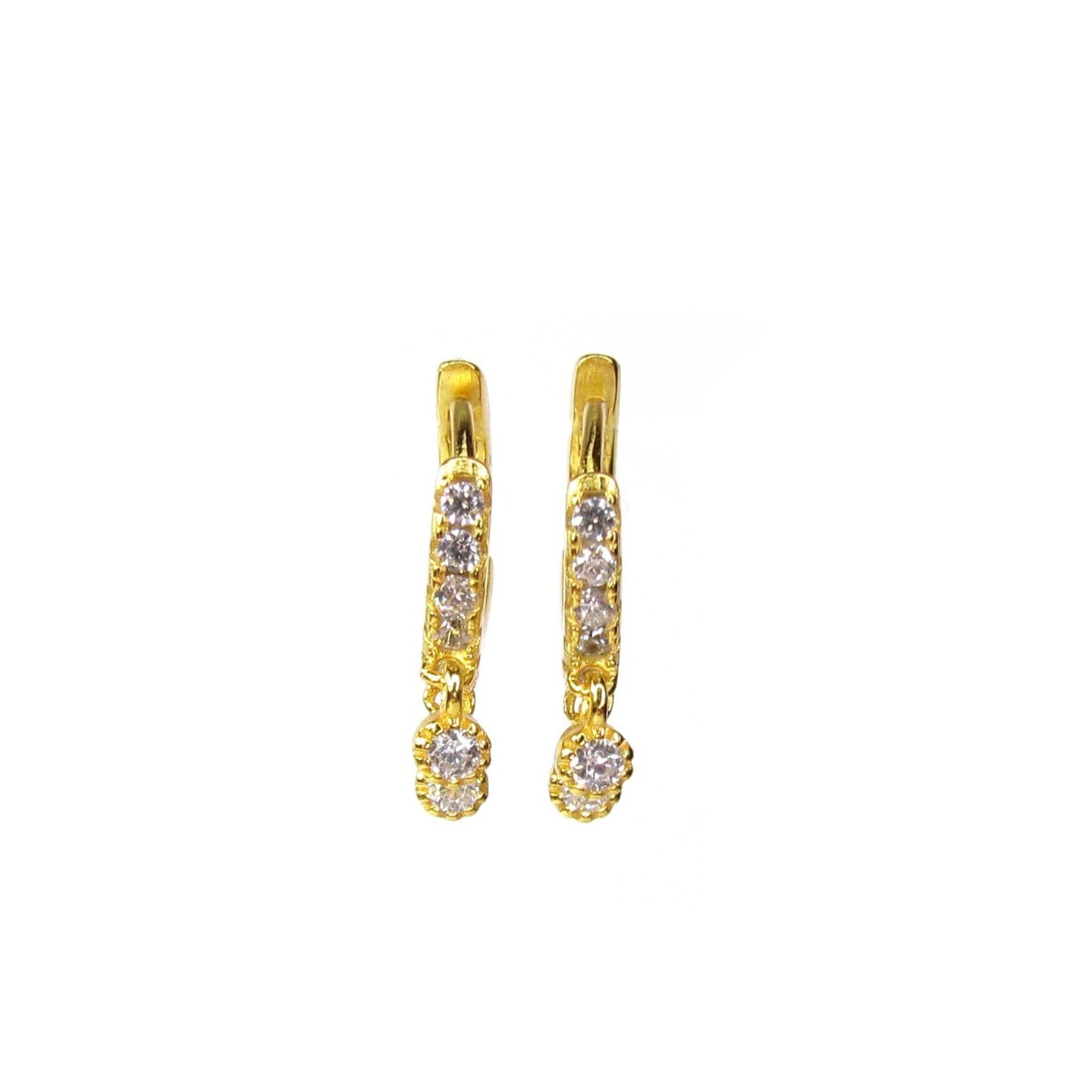 CZ Shaker Huggie Hoops | Dainty Dangling CZ Stones